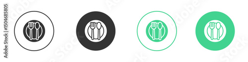 Spoon and Fork icon Minimal Flat Line Vector Icon Set.