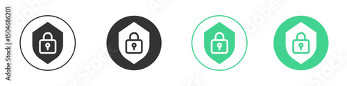 Shield lock icon Minimal Flat Line Vector Icon Set.