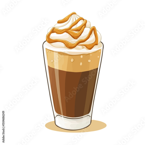 Caramel Macchiato, flat 2D isometric cartoon vector image isolated on white background.