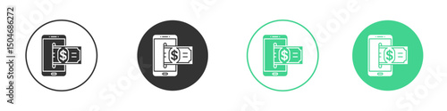 Send money smartphone icon Minimal Flat Line Vector Icon Set.