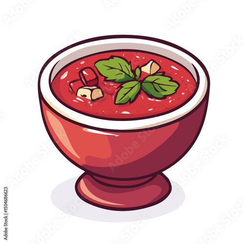 Borscht, cartoon vector illustration, flat 2D isometric style, white background.