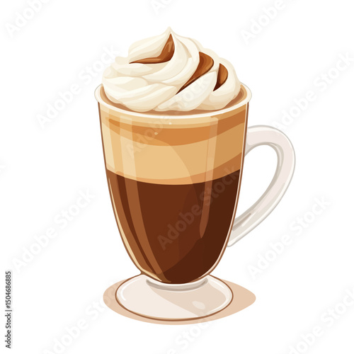 Caffe Mocha, vector graphic, 2D flat isometric cartoon illustration on white background.
