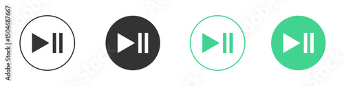 Play pause icon Minimal Flat Line Vector Icon Set.