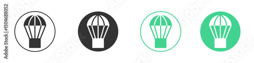 Parachute icon Minimal Flat Line Vector Icon Set.