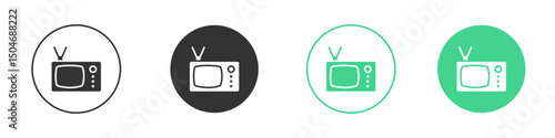 Old television icon Minimal Flat Line Vector Icon Set.
