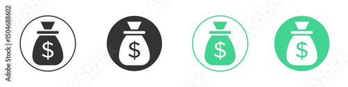 Money bag icon Minimal Flat Line Vector Icon Set.