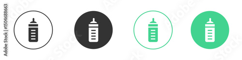 Milk bottle icon Minimal Flat Line Vector Icon Set.
