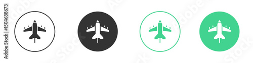 Military aircraft icon Minimal Flat Line Vector Icon Set.