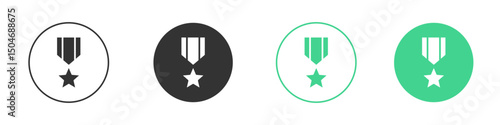 Military medal icon Minimal Flat Line Vector Icon Set.