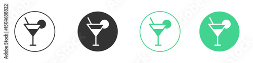Martini glass icon Minimal Flat Line Vector Icon Set.