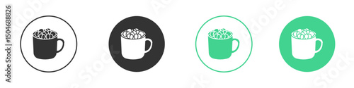 Marshmallows Mug icon Minimal Flat Line Vector Icon Set.