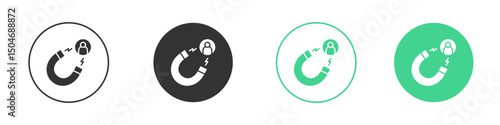 Magnet user icon Minimal Flat Line Vector Icon Set.