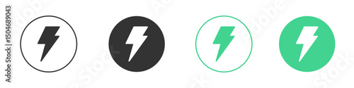 Lightning icon Minimal Flat Line Vector Icon Set.