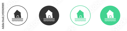 Flood icon Minimal Flat Line Vector Icon Set.