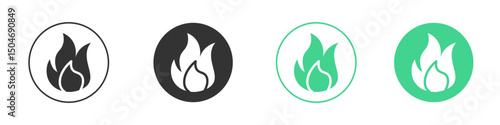 Flame icon Minimal Flat Line Vector Icon Set.