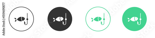 Fishing icon Minimal Flat Line Vector Icon Set.