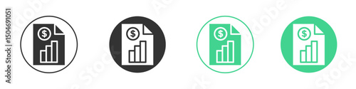 Financial report icon Minimal Flat Line Vector Icon Set.