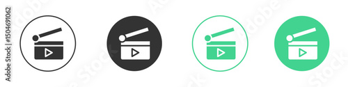 Film clapperboard icon Minimal Flat Line Vector Icon Set.