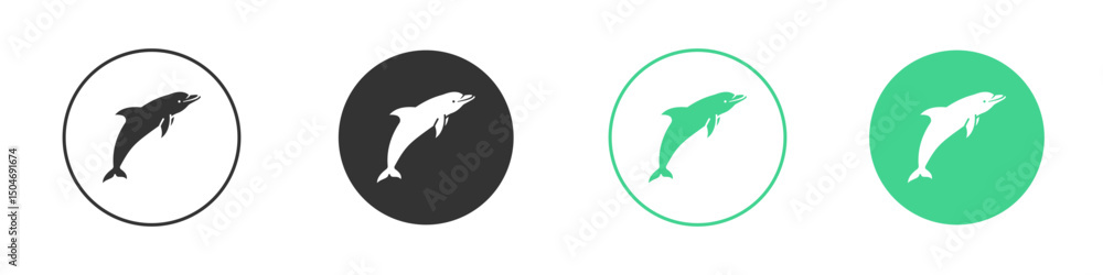 Fototapeta premium Dolphin icon Minimal Flat Line Vector Icon Set.