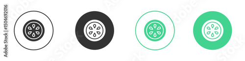 Cucumber slice icon Minimal Flat Line Vector Icon Set.