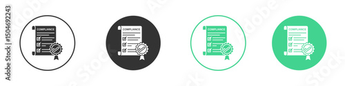 Compliance document icon Minimal Flat Line Vector Icon Set.