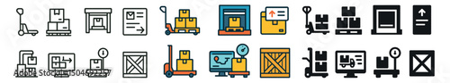 Logistics and delivery icon collection in flat and outline style. shipping and supply chain set