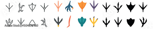 Bird and animal footprint icon collection. simple, outline, and colorful wildlife tracks set