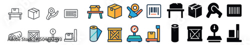 Logistics and packaging icon collection. outline, flat, and filled design set.