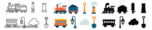 Transportation and vehicle icon collection in flat and silhouette styles. travel and transport set