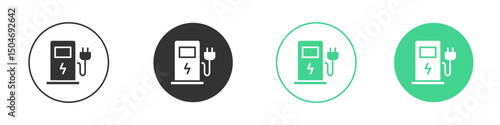 Charging station icon Minimal Flat Line Vector Icon Set.