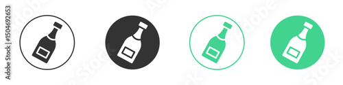 Champagne bottle icon Minimal Flat Line Vector Icon Set.