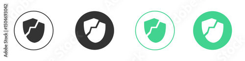 Broken shield icon Minimal Flat Line Vector Icon Set.