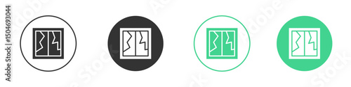 Broken window icon Minimal Flat Line Vector Icon Set.