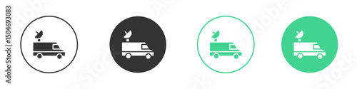 Broadcast van icon Minimal Flat Line Vector Icon Set.