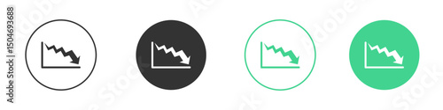 Arrow trend-down icon Minimal Flat Line Vector Icon Set.