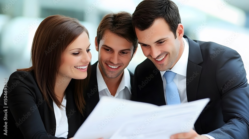 Successful Business Team Reviewing Documents Together Successful Business Team Reviewing Documents Together