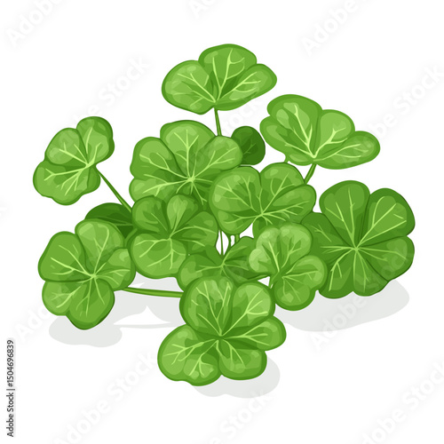 Gotu Kola, vector graphic, 2D flat isometric cartoon illustration on white background.

