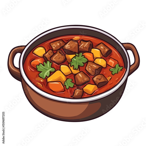 Goulash, flat 2D isometric cartoon vector image isolated on white background.
