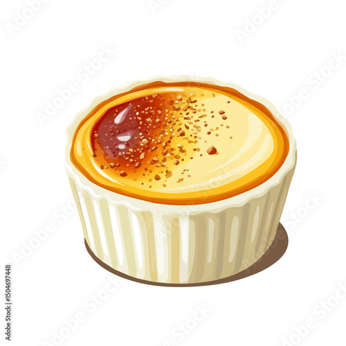Creme Brulee, 2D isometric flat cartoon vector illustration isolated on white background.