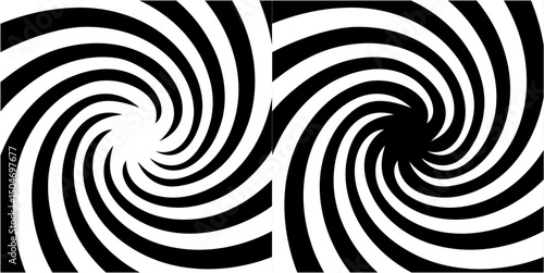 Photography Hypnotic spiral optical illusion background vector illustration, black and white