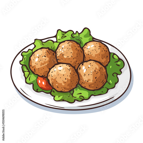 Falafel, cartoon vector illustration, flat 2D isometric style, white background.