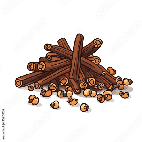Clove, vector graphic, 2D flat isometric cartoon illustration on white background.
