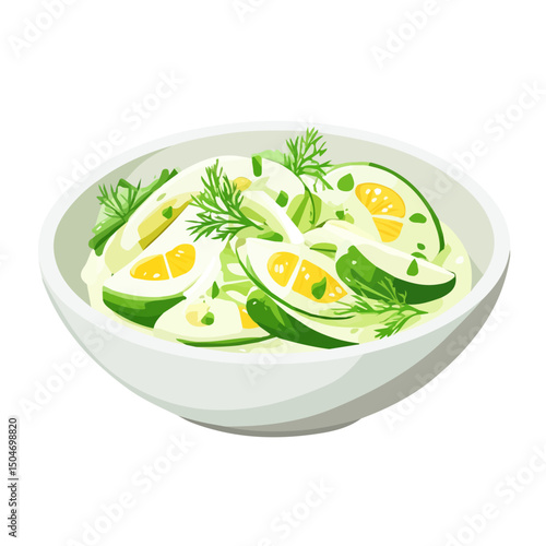 Fennel Salad, flat 2D isometric cartoon vector image isolated on white background.
