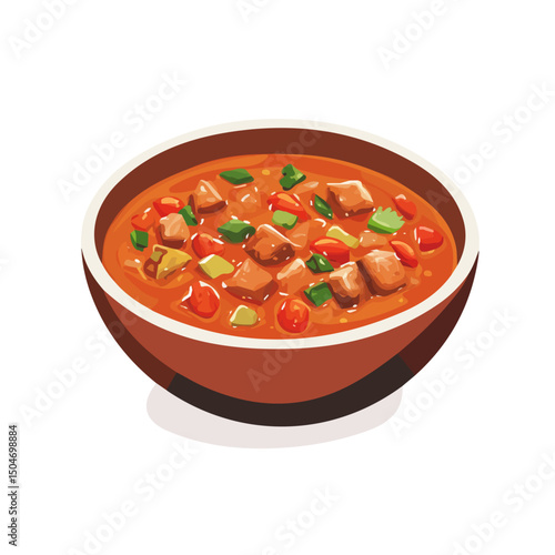 Goulash, vector graphic, 2D flat isometric cartoon illustration on white background.
