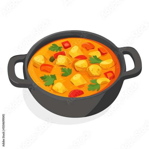 Curry, 2D isometric flat cartoon vector illustration isolated on white background.