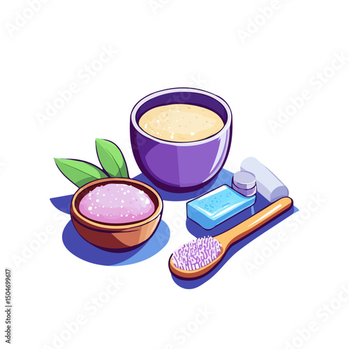 Facial Scrub, cartoon vector illustration, flat 2D isometric style, white background.