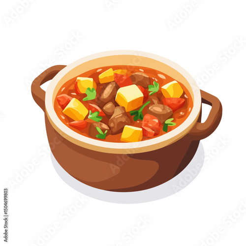 Goulash, 2D isometric flat cartoon vector illustration isolated on white background.