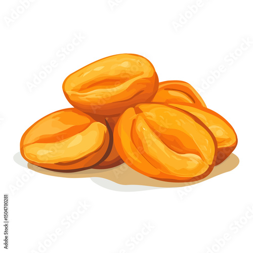 Dried Apricot, cartoon vector illustration, flat 2D isometric style, white background.