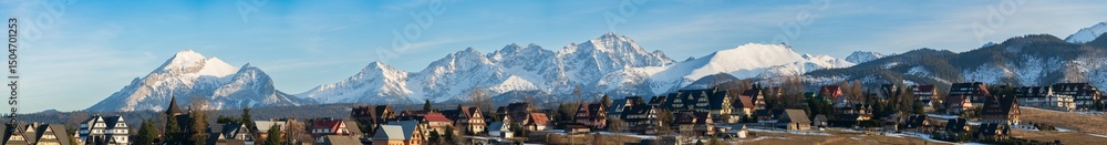 Tatra mountains seen from Murzasichle village in Poland