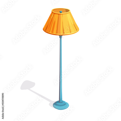 Floor Lamp, 2D isometric flat cartoon vector illustration isolated on white background.